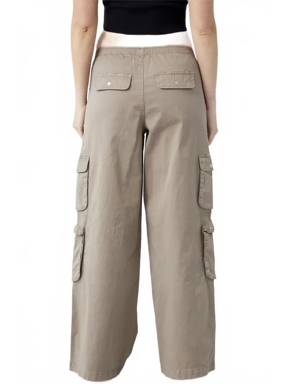Pacsun Taupe Draped Low Rise Wide Leg Cargo Pants Desert Brown NWT XS